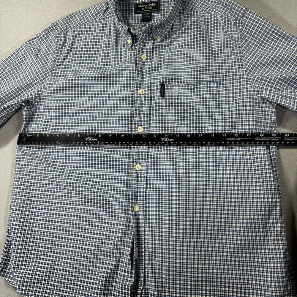 Abercrombie & Fitch Blue and White Checked Button-Down Shirt - Picture 6 of 6